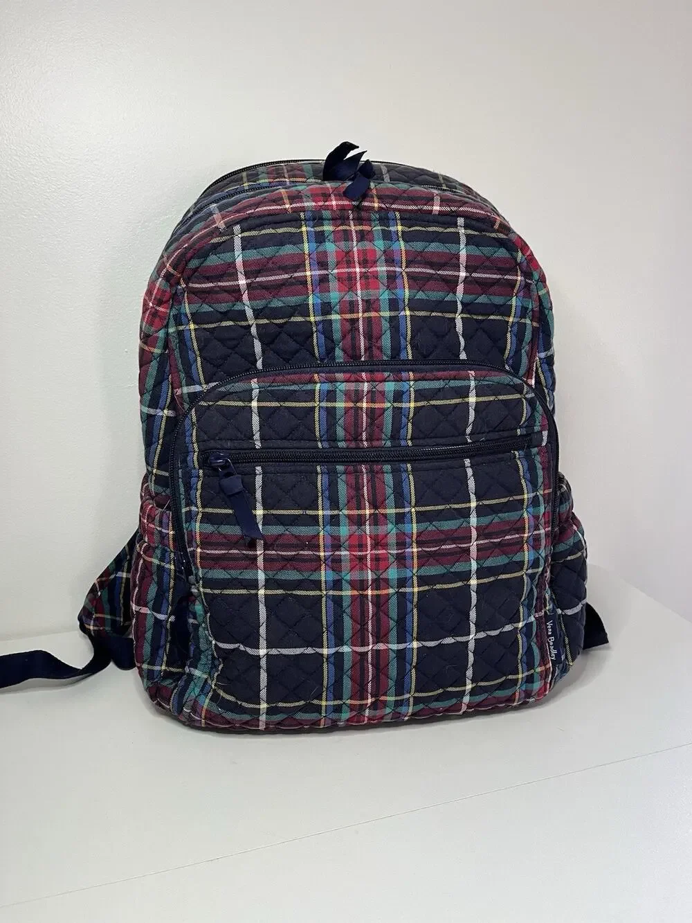Vera Bradley Campus Backpack Large Laptop Ribbons Tartan Plaid Excellent Cond.